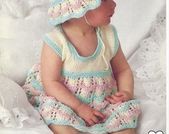 Knit Pattern Baby Sundress and Hat instant download knitting pattern