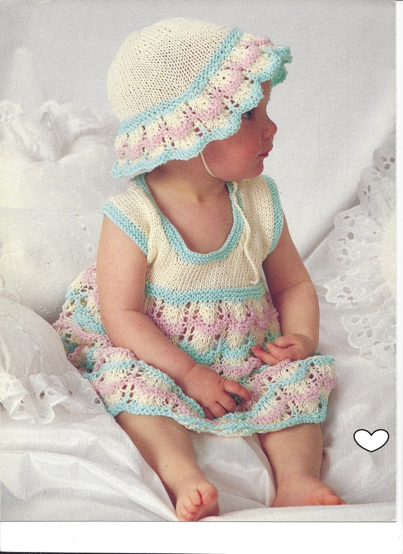 Knit Pattern Baby Sundress and Hat Instant Download Knitting Etsy