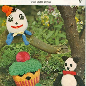 Vintage Toys to Knit Humpty Dumpty, Panda and Hunky Dunky instant download knitting pattern