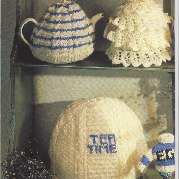 Vintage Tea Time Cosies Tea Cosy Egg Cosies Jam Pot Covers knitting pattern pdf download