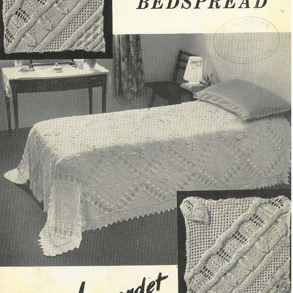 Vintage Pdf pattern Knit Bedspread Counterpane design instant download knitting pattern