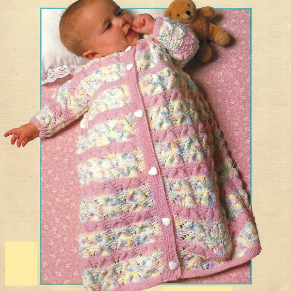 Vintage Digital Knit Pattern Baby Bunting Robe instant download pattern