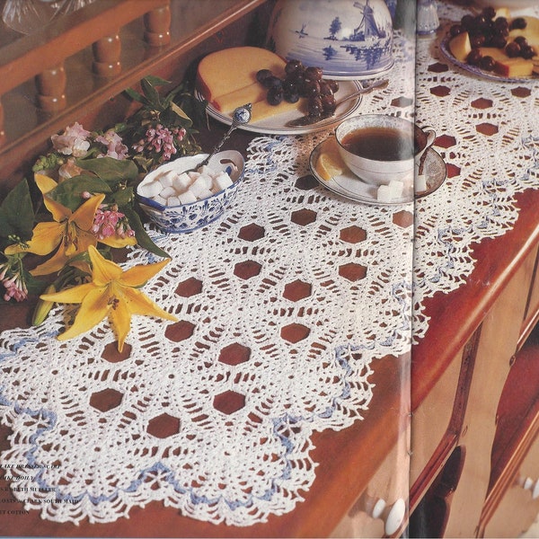 Vintage Crochet Snowflake Doily and Dresser Scarf instant download crochet pattern