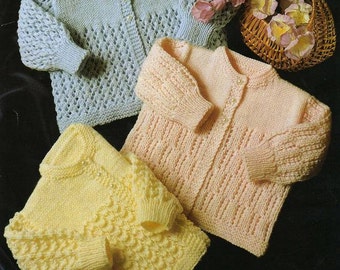 Knit Pattern Baby Matinee Coats 3 styles instant download knitting pattern
