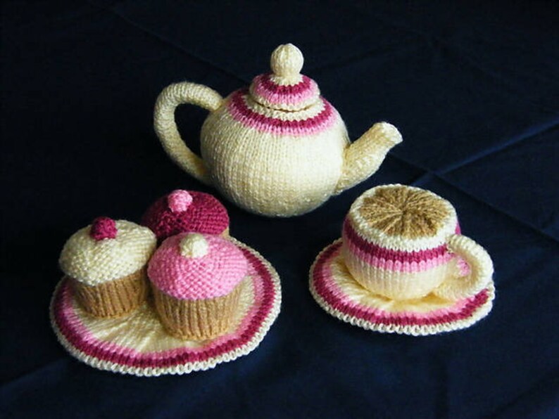 Download Toy Food Pattern to knit Tea Set Teapot Cup Saucer Etsy