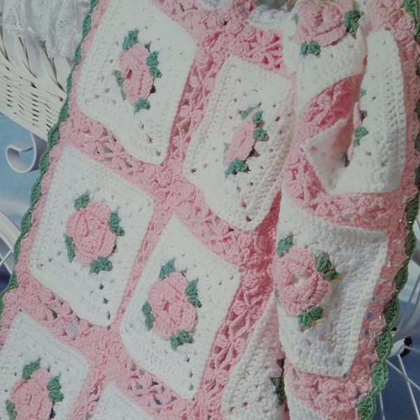 Vintage Crochet Sweet Baby Afghan blanket instant download crochet pattern