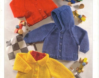 Digital Knit Chunky Jackets for babies and child sizes 3 styles instant download knitting pattern