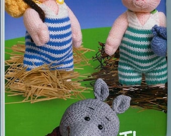 Three Little Pigs and Big Bad Wolf toys to knit instant download knitting pattern