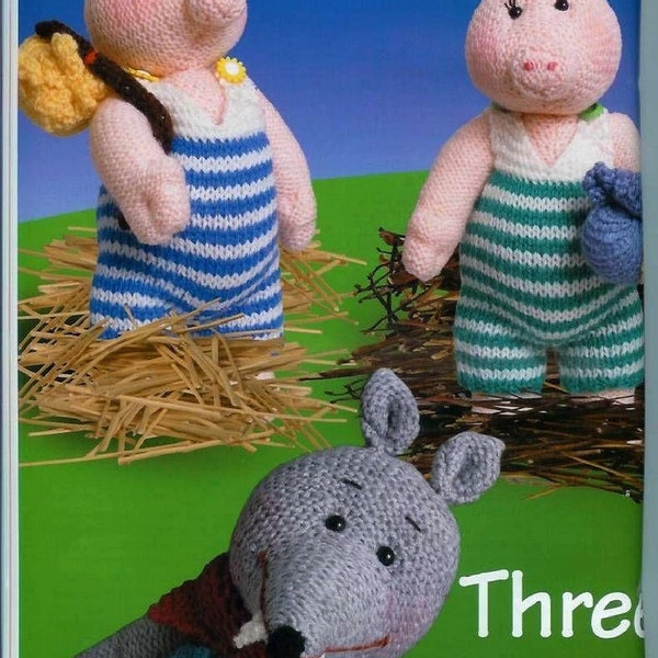 Three Little Pigs and Big Bad Wolf toys to knit instant download knitting pattern