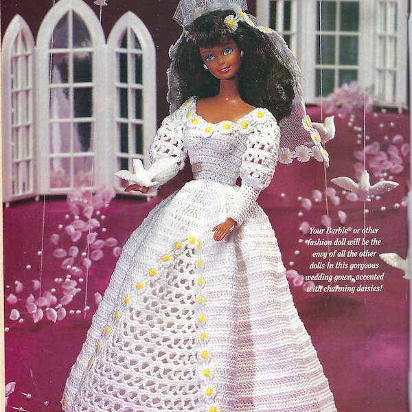 Crochet Fashion Doll Daisy Wedding Gown download crochet pattern