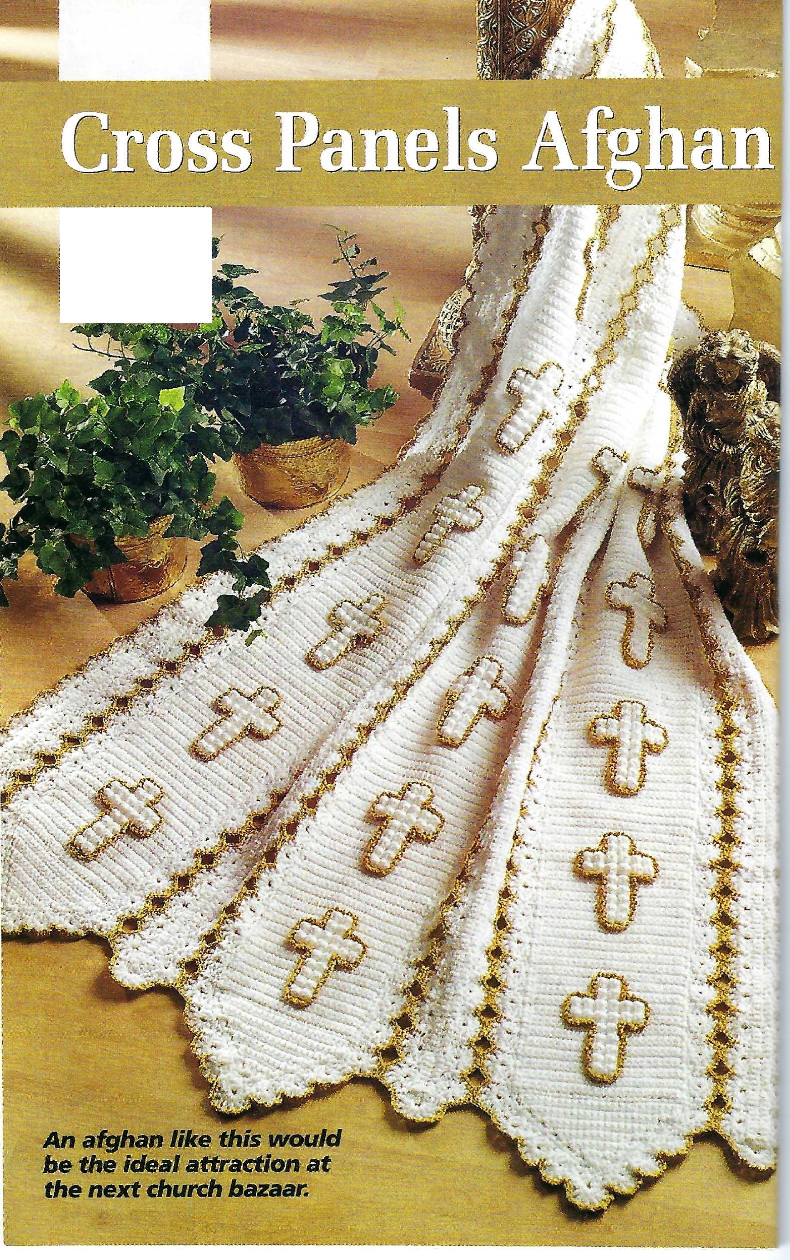 Vintage Crochet Pattern Cross Religious Panel Afghan Blanket Etsy