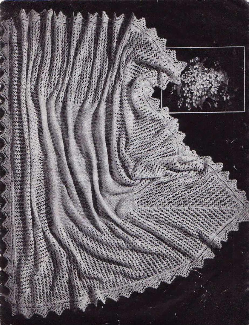 Vintage Knit Pattern Shawls by Beehive Baby Shawls Blanket Etsy