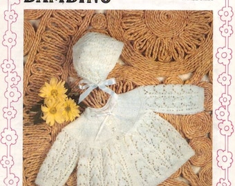 Robin 2832 vintage baby matinee coat and bonnet quickerknit instant download knitting pattern