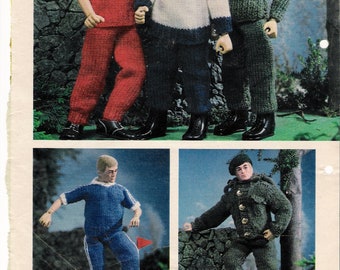 Vintage Knitting Pattern Fashion Doll Clothes for Boy Doll in 4ply yarn knit pattern instant download knitting pattern