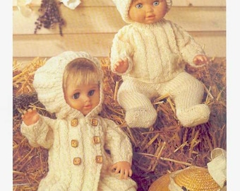 Pdf Knit Doll Aran Color Outdoor Clothes 12 to 22 inch Baby Dolls instant download knitting pattern