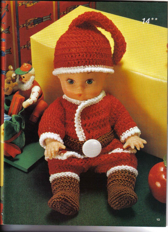 Vintage Crochet Pattern Baby Doll Santa Claus Suit Pattern Instant Download Crochet Pattern