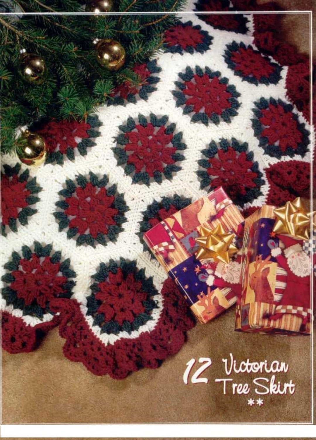 Crochet Christmas Tree Skirt Victorian Style Motifs Instant Etsy