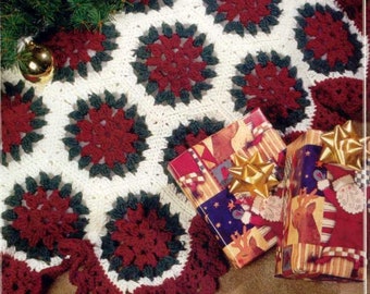 Crochet Christmas Tree Skirt victorian style motifs instant download pattern