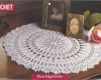 Vintage Crochet Picot Edge Doily instant download crochet pattern