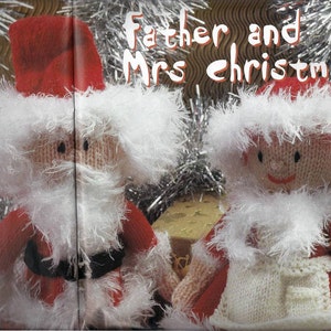 Knit Father and Mrs Christmas santa claus and his wife toy doll instant download knitting pattern image 1