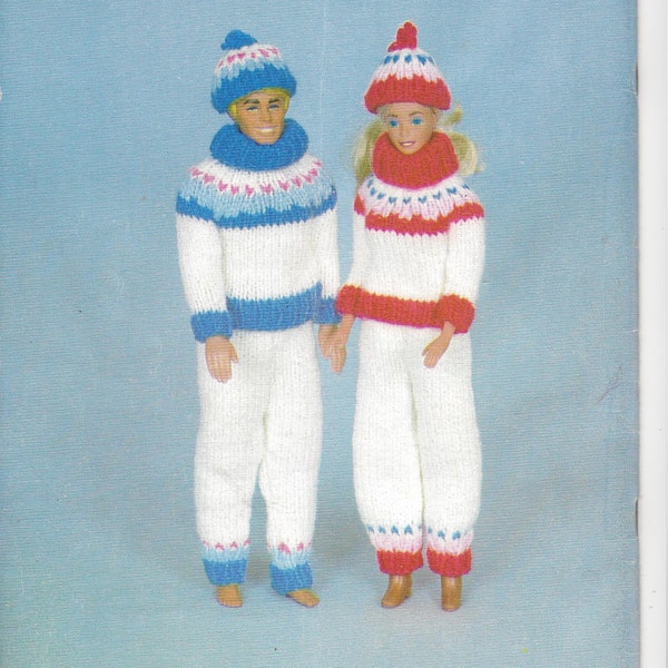 Vintage Knitting Pattern Winter Snow Outfits Girl Fashion Dolls and Boy Doll pattern instant download knitting pattern