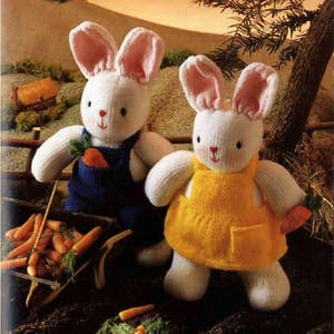 Cheeky Little Easter Bunny Rabbits bunnies toy knit doll vintage knitting pattern instant download Bild 1