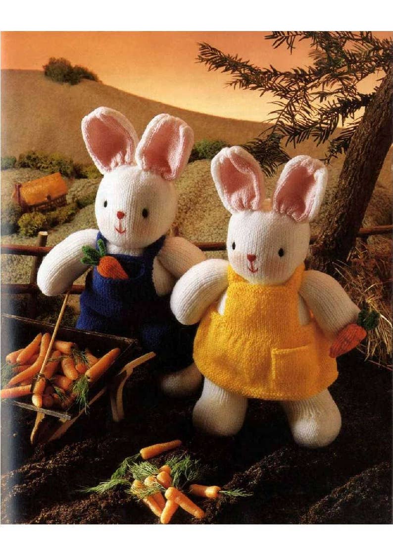 Cheeky Little Easter Bunny Rabbits bunnies toy knit doll vintage knitting pattern instant download image 1