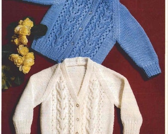 Robin 13335 Download PDF Knitting Pattern Baby Cardigans Raglan instant download knitting pattern