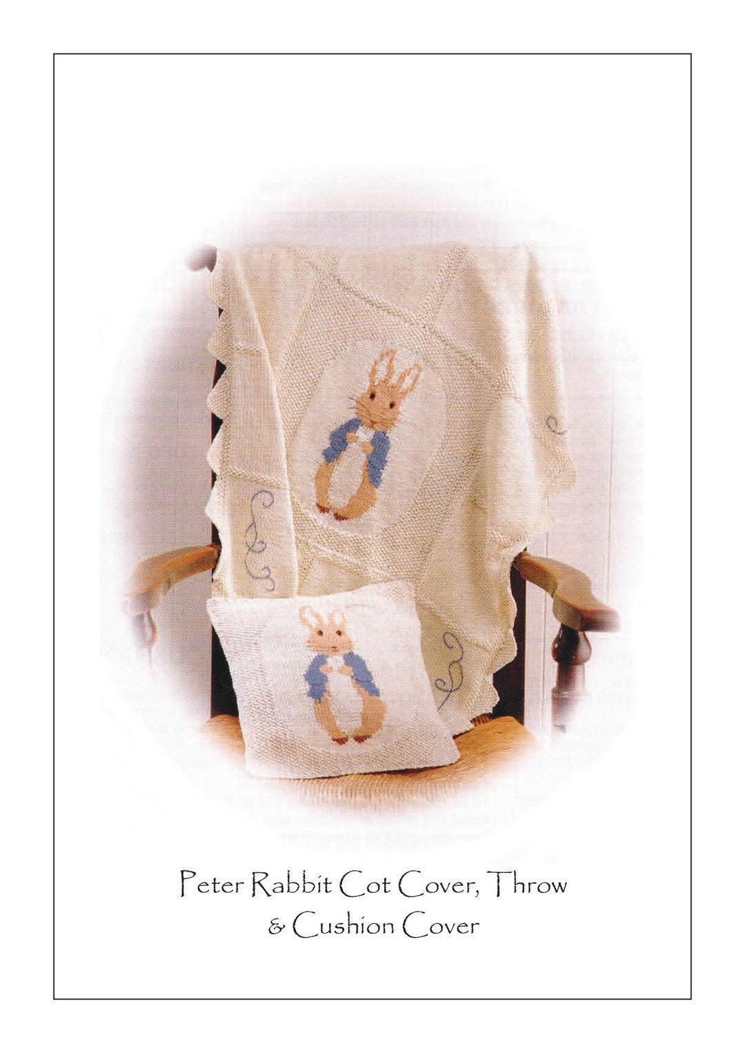 Vintage Peter Rabbit Baby Blanket Throw or Cushion Cover Instant