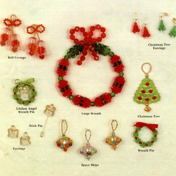 Vintage bead patterns wreath pins, ornaments, earrings, angels, spaceship and more bead instructions pdf