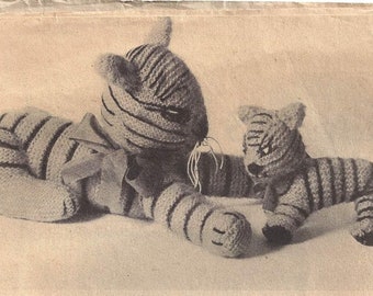 Vintage Toys to Knit Koala, Tiger, Lion, Zebra instant download pdf pattern