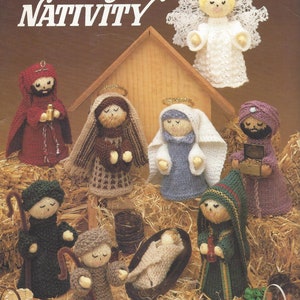 Vintage Knit Christmas Nativity manger scene Jesus Joseph Mary and more instant download knitting pattern