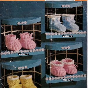 Vintage Knit Baby Booties 4 styles knitting pattern instant download knitting pattern