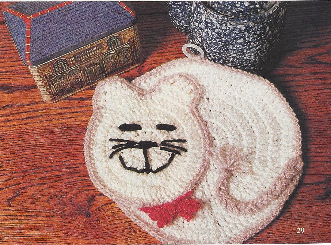 Kitty Potholder Pattern Crochet Pretty Kitty Potholder Instant Download Crochet Pattern - Etsy