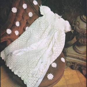 Vintage Crochet Pdf Pattern Baby Christening Robe Gown instant download pdf zdjęcie 1