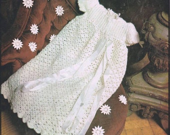 Vintage Crochet Pdf Pattern Baby Christening Robe Gown instant download pdf