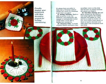 Vintage Crochet Christmas Kitchen assortment rose potholder instant download crochet pattern