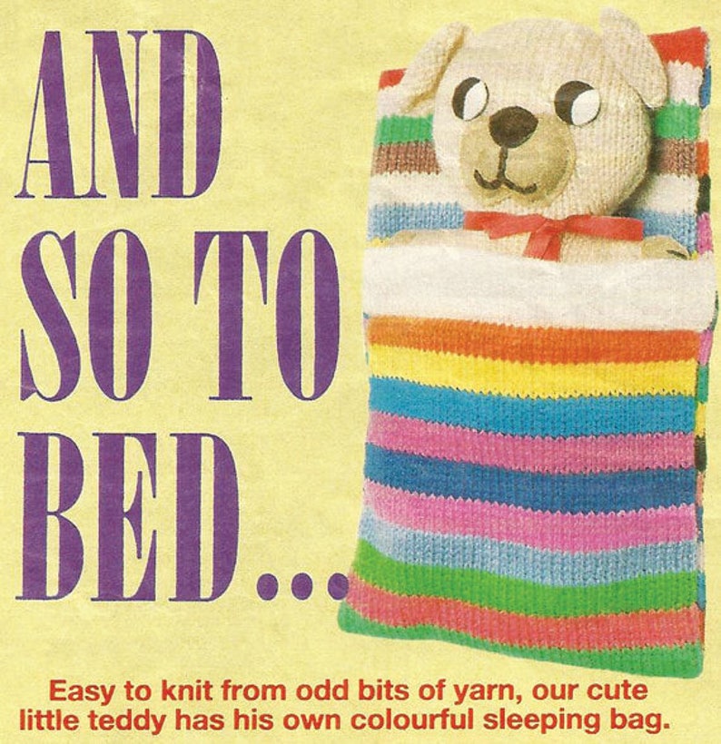 Vintage Teddy Bear in Sleeping Bag Toy Pattern and so to Bed Etsy