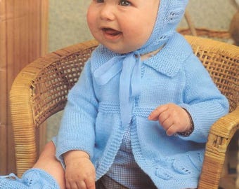 Vintage baby jacket bonnet bootees to knit for baby instant download knitting pattern