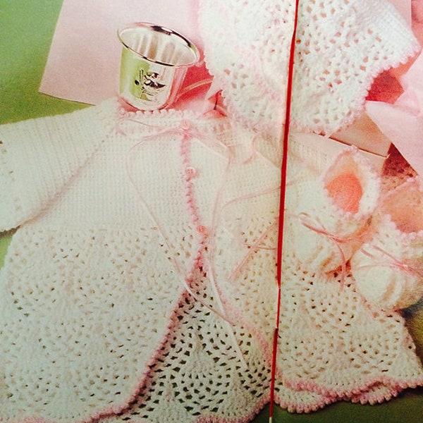 Vintage Pineapple Crochet Baby Elegant Layette Set instant download crochet pattern