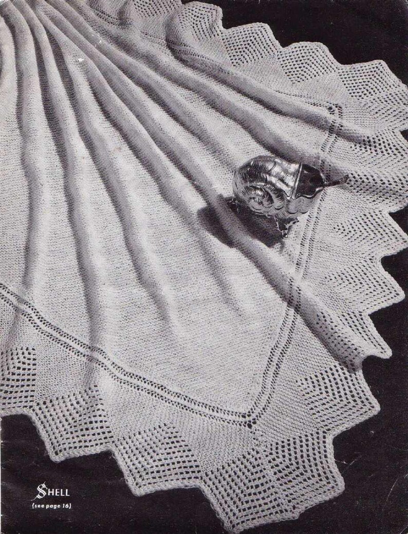 Vintage Knit Pattern Shawls by Beehive Baby Shawls Blanket Etsy