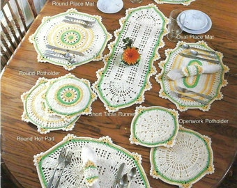 Crochet For Your Kitchen Table Potholder Place Mat Hot Pad Runner and more instant download crochet pattern