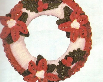 Vintage Crochet Poinsettia Christmas Wreath instant download crochet pattern