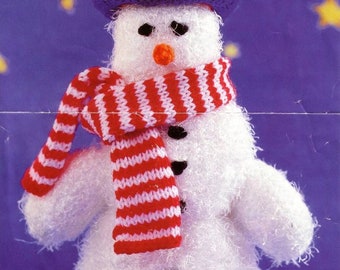 Knit Snowman with Scarf and Hat instant download knitting pattern