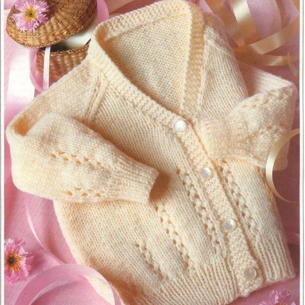 Download Baby V Neck Cardigan Sweater to Knit DK yarn instant download knitting pattern