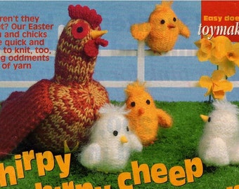 Easter Hens and Chicks Toys Home Decor to knit instant download knitting pattern