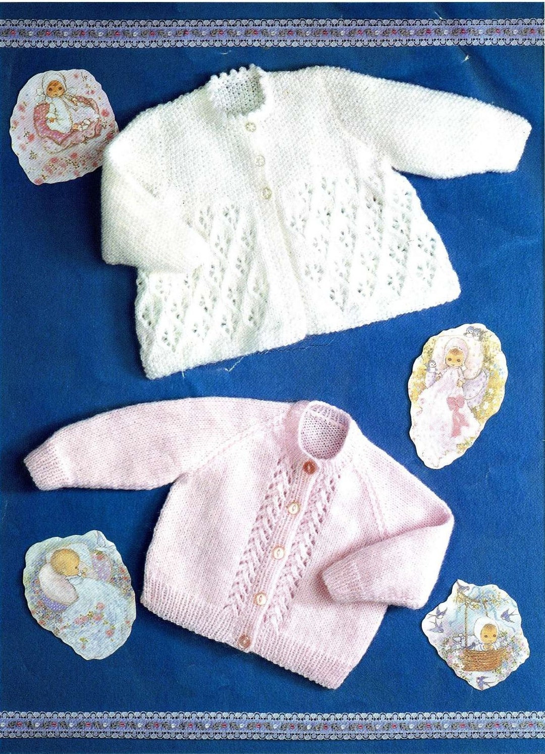 Vintage Knit Pattern Baby Cardigan Sweater Matinee Coat Instant