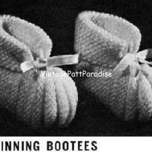 Vintage Knit Prizewinning Cuffed Baby Booties knitting pattern instant download