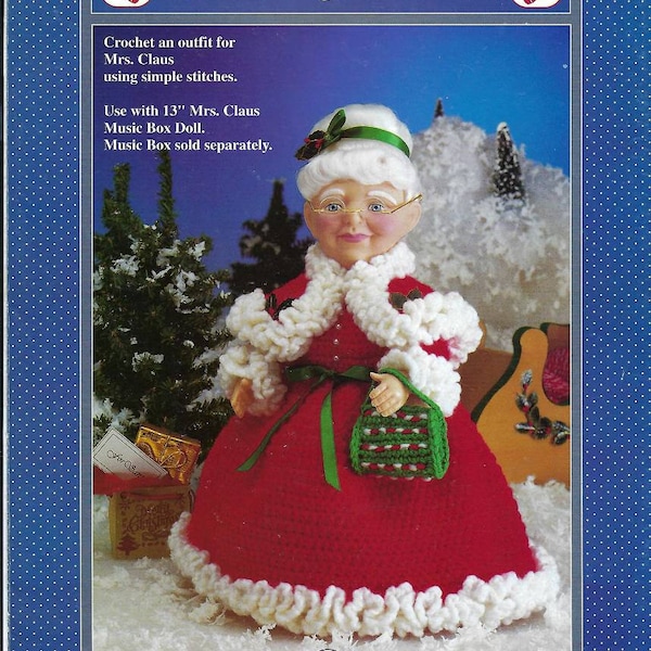 Crochet Christmas Mrs Santa Claus doll outfit instant download crochet pattern