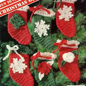 Vintage Crochet Christmas Stockings Ornaments instant download crochet pattern